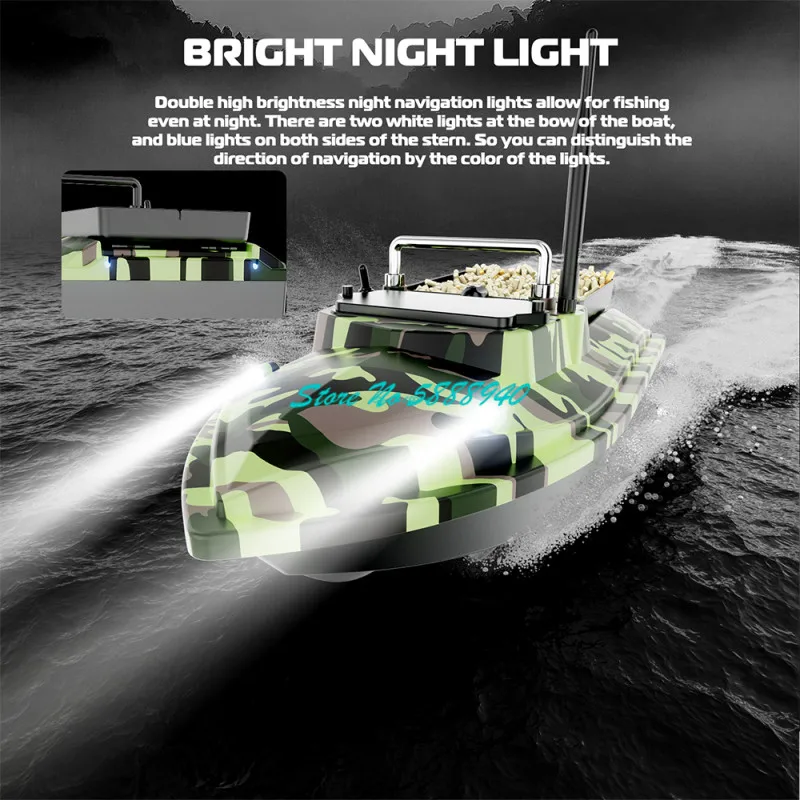 500M Waterproof Electric RC Bait Boat 2KG Loading Dual Battery Supply Smart Cruise LED Lighting Remote Control Nest Fishing Boat