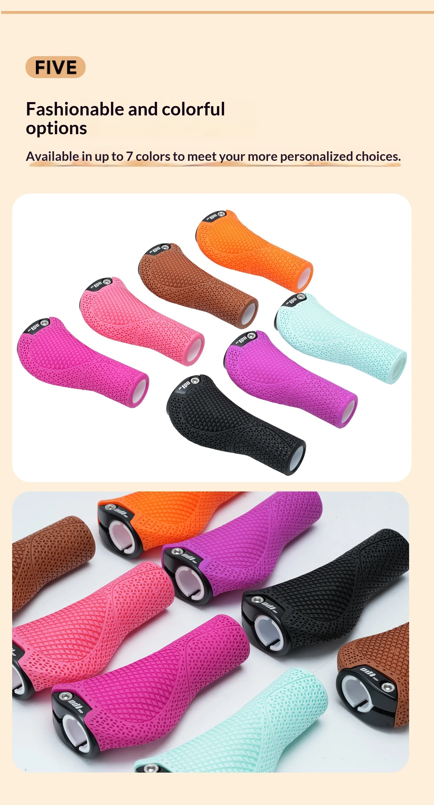 ODI OC2 3D-gedruckte E-Bike-Lenkergriffe, ergonomisch, breite Handballenauflage, rutschfest, stoßdämpfend, hohler Legierungsverschluss für MTB-Rennräder – Detail 7