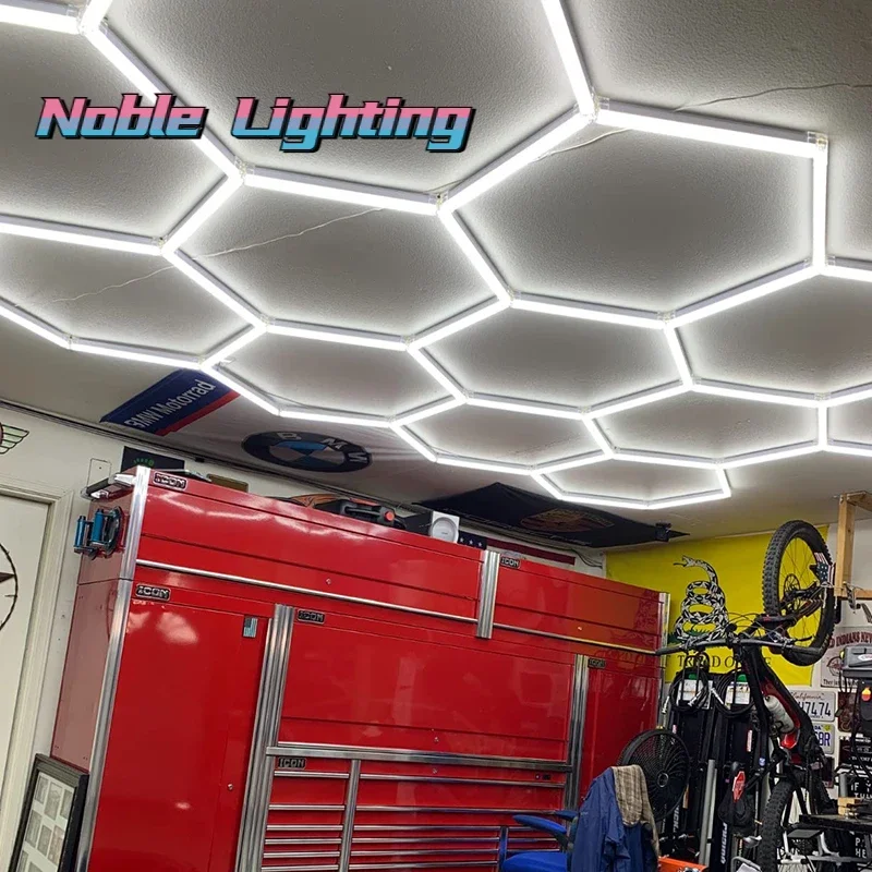 

Aluminum Housing Hexagon Garage Lighting for Workshop Customized Hot Sell High Performance LED Hexagon Ceiling Detailing Light