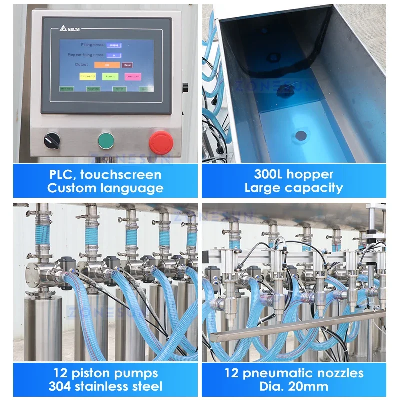 Zonesun linha de produção de embalagens de garrafas 5l, enchimento de óleo, tampando, garrafas planas redondas, máquina de rotulagem dupla ZS-FAL180Z4