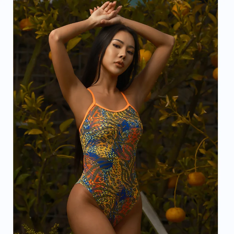 

2022 New Summer Thin Swimsuit Competitive Swim Suit Women's Athletic Training One Piece Swimsuit Print Bathing One's Sui