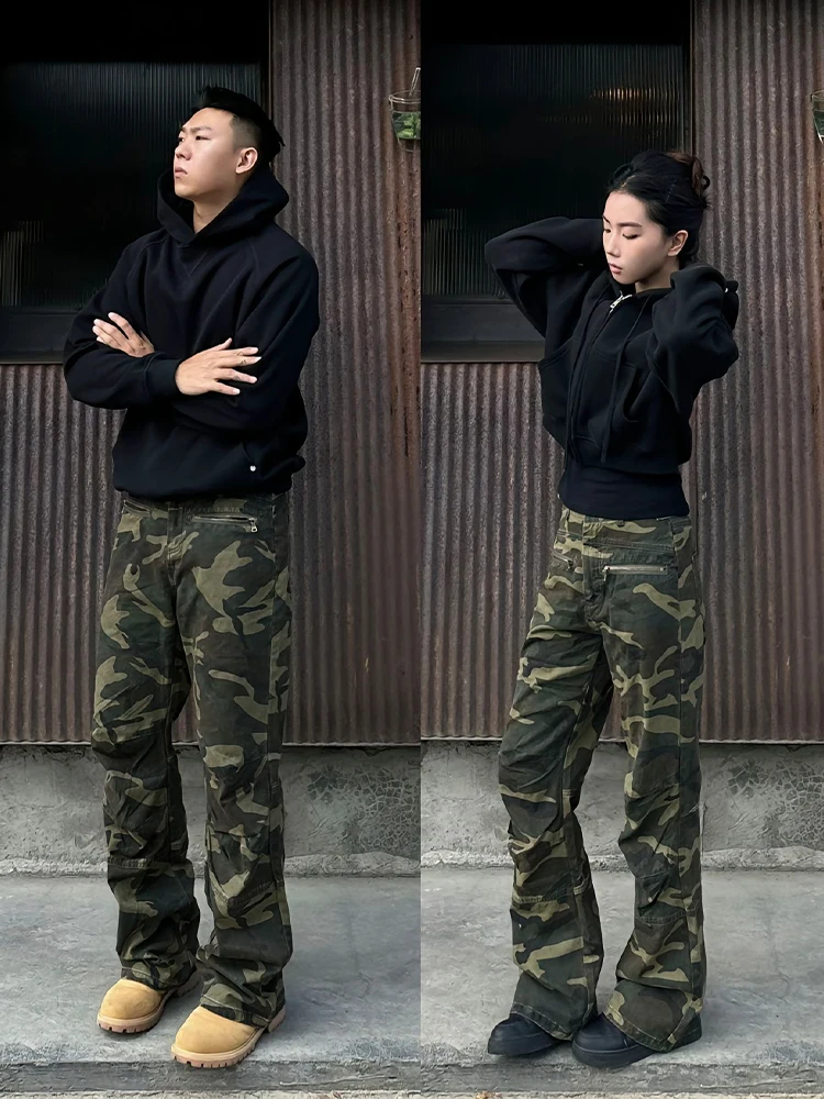 

Cleanfit American Retro Camouflage Workwear Pants Men's Spring Autumn Trendy Brand Logging Straight Leg Jeans Couple's Jeans