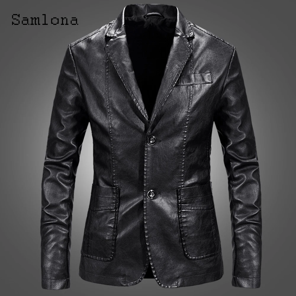 Vintage Pu Leather Jacket Men Casual Street Coats Moto&Biker Jackets 2023 Stylish simplicity Fashion Button Pockets Outerwear