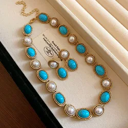 Palace style fashionable design clavicle chain personalized retro temperament earrings