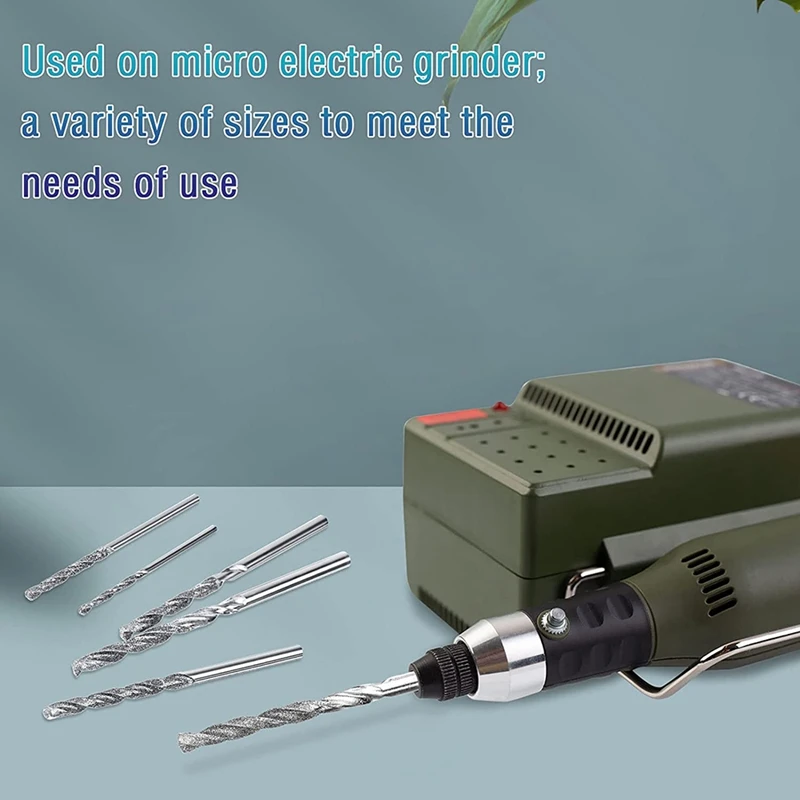 20 Pcs Diamond Drill Bits Set Twist Diamond Tip Drill Bit Heavy Duty Mini Diamond Drill Bit Set For Glass Tile Jewelry