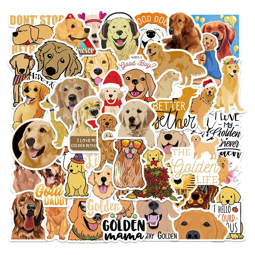 10/30/50PCS New Golden Retriever Cartoon Personality Creative Computer  Mobile Phone Car Decoration Waterproof Sticker Wholesale