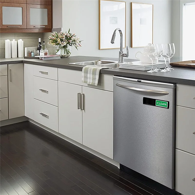 ABGN 2 قطعة غسالة الصحون المغناطيس نظيفة القذرة علامة مصراع الأسود فقط يتغير عندما تدفع ذلك أطباق غير قابلة للخدش نظيفة القذرة