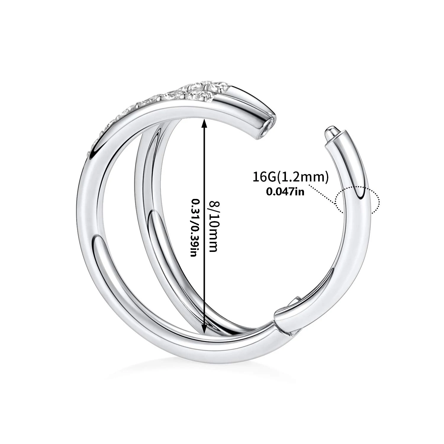 Zircon Double Hoop Nose Ring Hoop Lip Rings Eyebrow Helix Tragus Earring Studs Cartilage Tragus Helix Earrings Belly Piercing