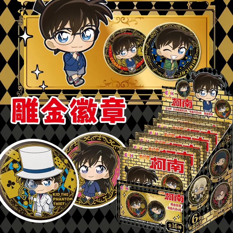 

Новый подлинный значок Eaki Detective Conan Series с золотой резьбой Q Edition Mouri Ran Kaito Kid, жестяной значок с полным персонажем, подарки