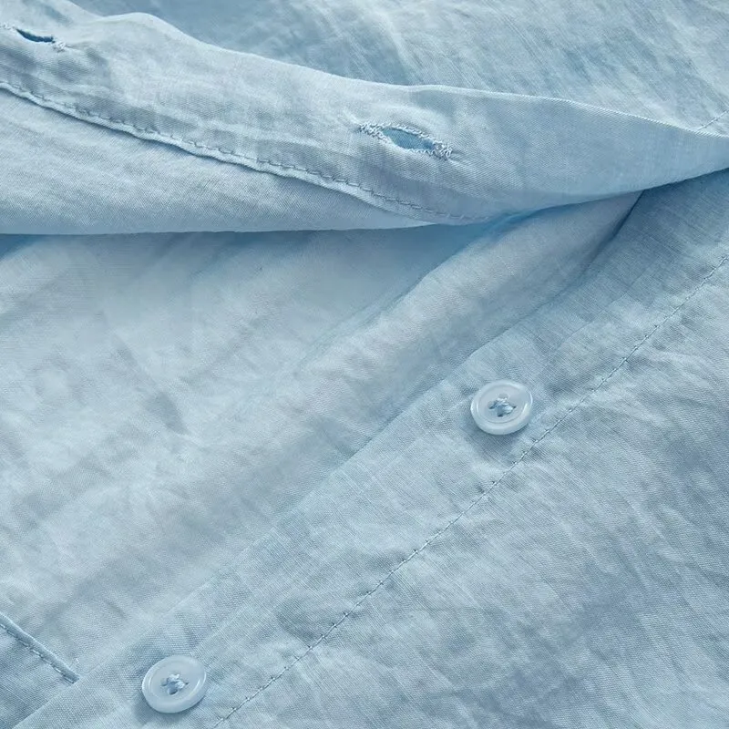 قميص نسائي بلايز امرأة 2025 قمة أنيقة خمر قمصان قصيرة الأكمام الإناث الدنيم بلوزة سوداء بيضاء الصيف تخفيف