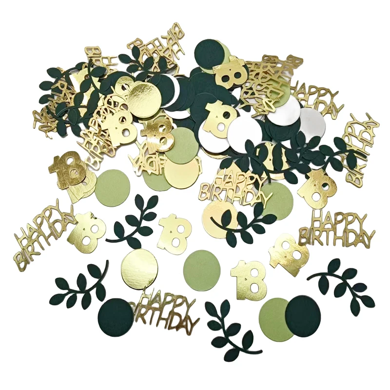 Ggreen Leaf 18 30 40 50 60th Sequin Happy Birthday Confetti adult Adult  Happy Birthday Anniversary Party Table Scatter Decor