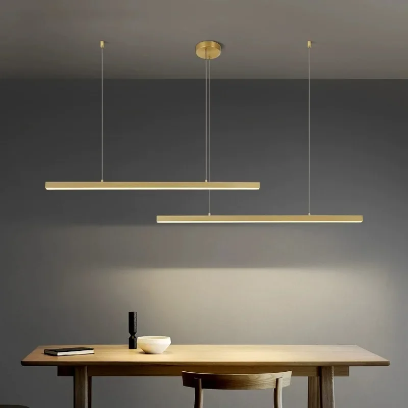 

BOSSEN post-modern long bar gold dining room pendant light minimalist bar living room dining table LED pendant light.