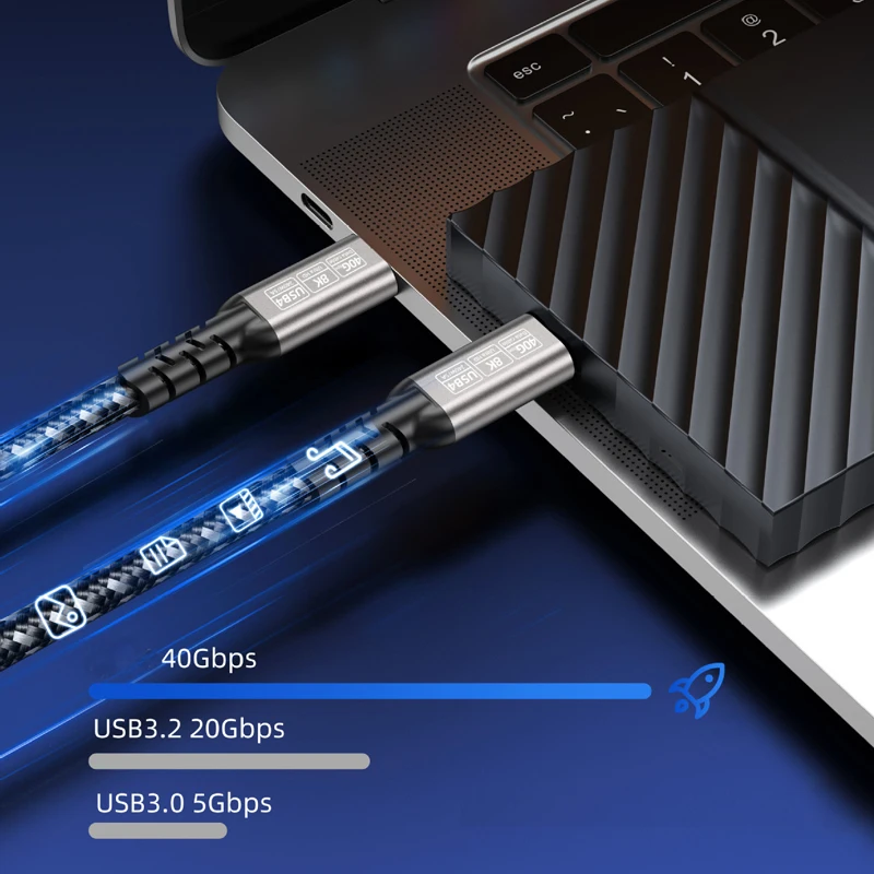 8K USB4 Type C Cable 40Gbps 240W PD3.1 QC4.0 For MacBook Samung Thunderbolt 4/3 Fast Charging Cable USB C to C Data Transfer
