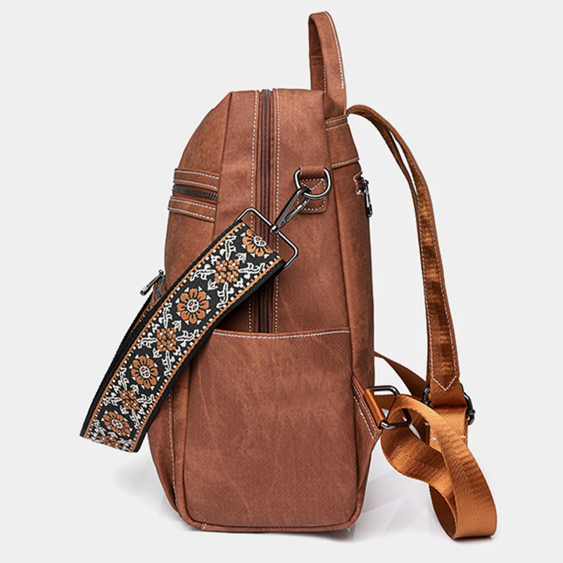 Mochilas de cuero suave de alta calidad para mujer, monederos informales Vintage, Mochilas escolares para niñas adolescentes