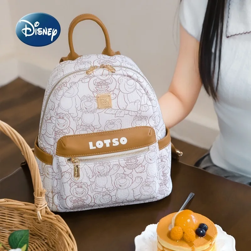 

Disney Strawberry Bear New Mini Backpack Luxury Brand Original Women's Backpack Cartoon Fashion Leisure Travel Women's Backpack