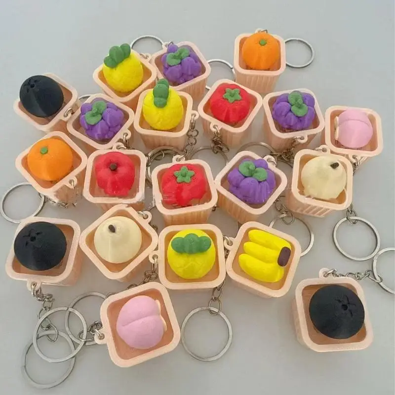 1Pcs 3D Vegetable Fruit Fidget Keychain No Light Creative Stress Relief Toy for Kids School Bag Pendant Party Small Gift