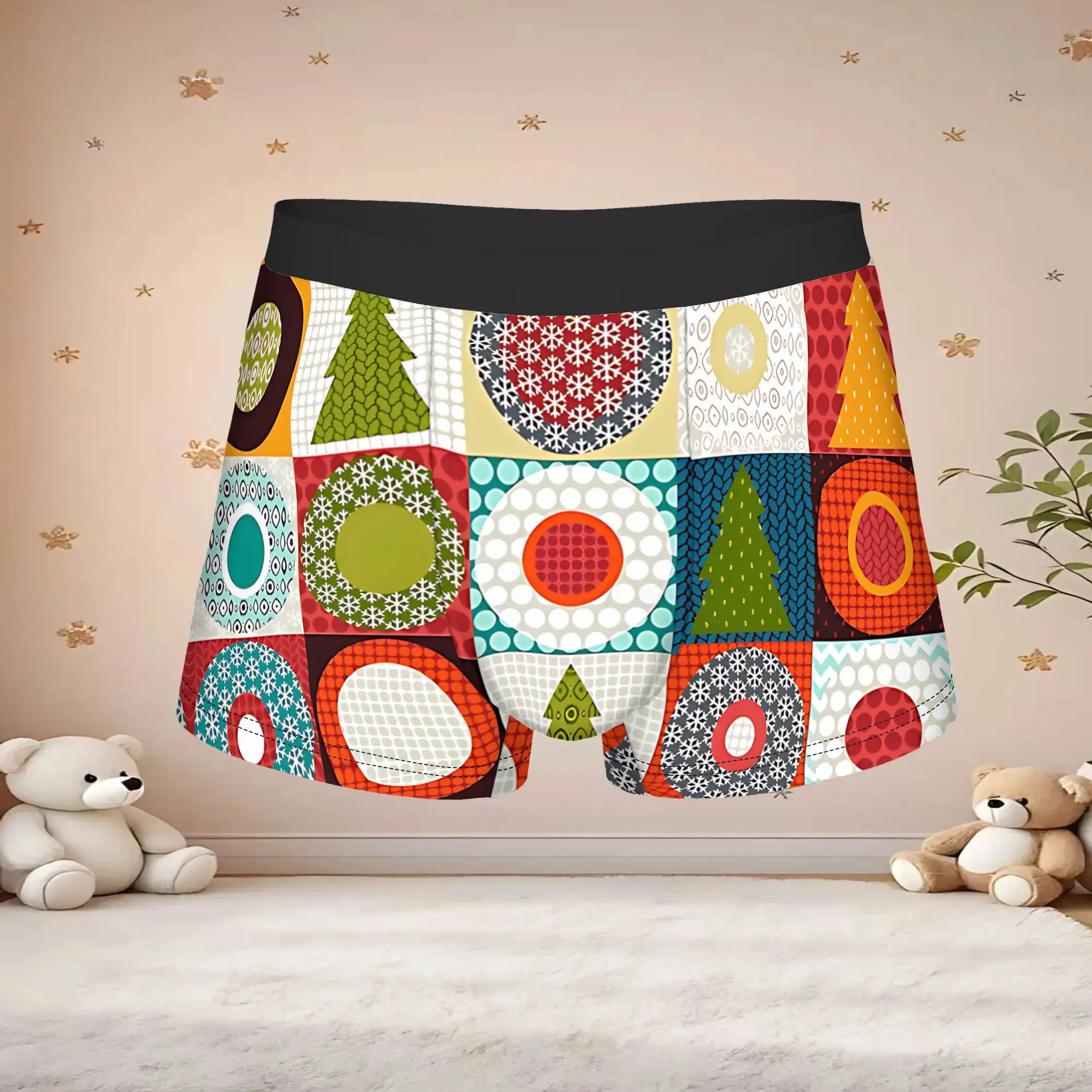 1pc Popular Geo Christmas boxers  Novelty Panties Men's Underwear Print Shorts Boxer Briefs