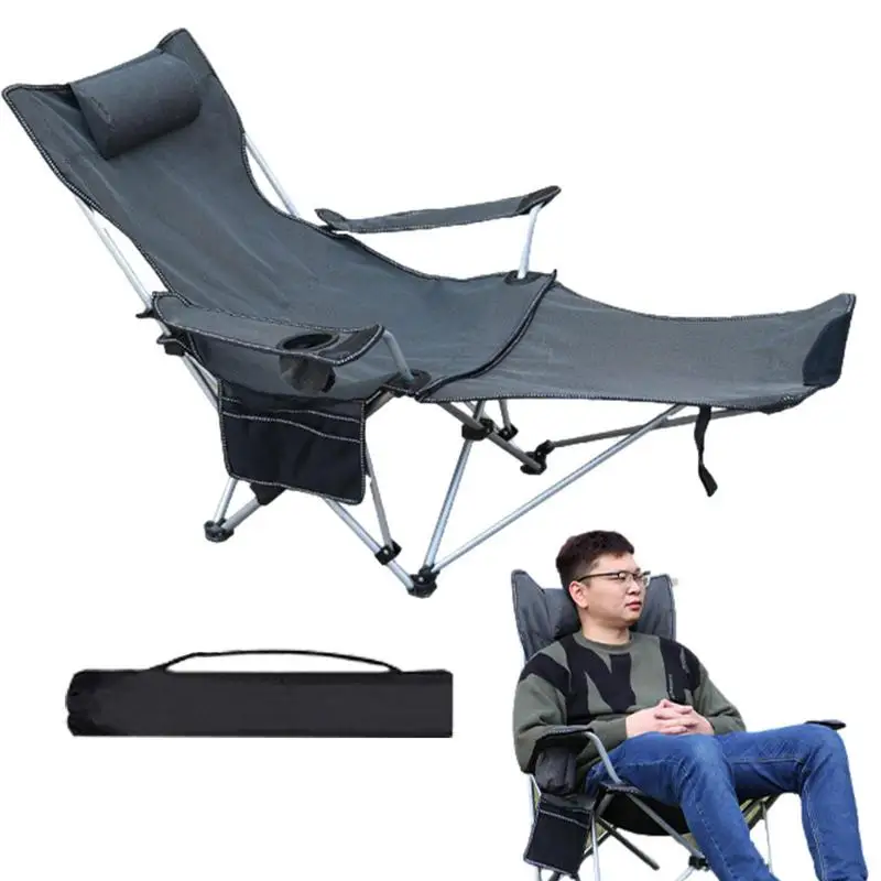 Reclining Camping Chair Folding Camping Reclining Chair With Footrest Oxford Cloth Comfortable Sit Chair With Armrest For Beach