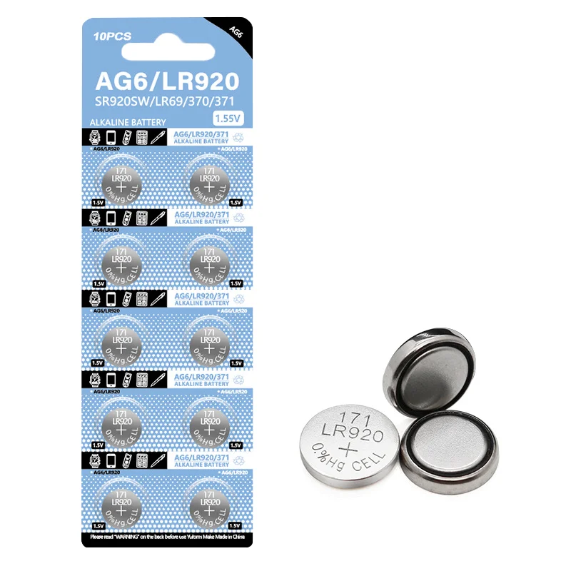

10PCS LR920AG6 1.5V Button Battery SR920SW371 171LR69 G6ALR921 for remote control watch Calculator Mercury-free alkaline battery