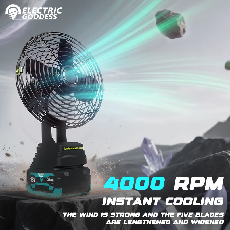 Electric Goddess 8 Inch 4000RPM Electric Fan Multiple Uses Powerful Power Low Noise Fan Power Tools For Makita 18V Battery Pin