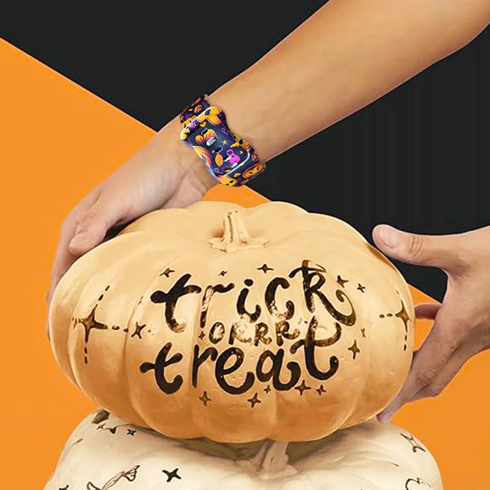 Cinturino stampato fantasma zucca per Apple Watch 10 9 8 cinturino in silicone sostituibile per cinturino iWatch 46mm 44mm 42mm 41mm