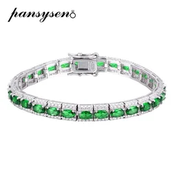 100% 925 Sterling Silver Green Spinel High Carbon Diamonds Charm Bracelet Bangle for Women Man Anniversary Party Fine Jewelry