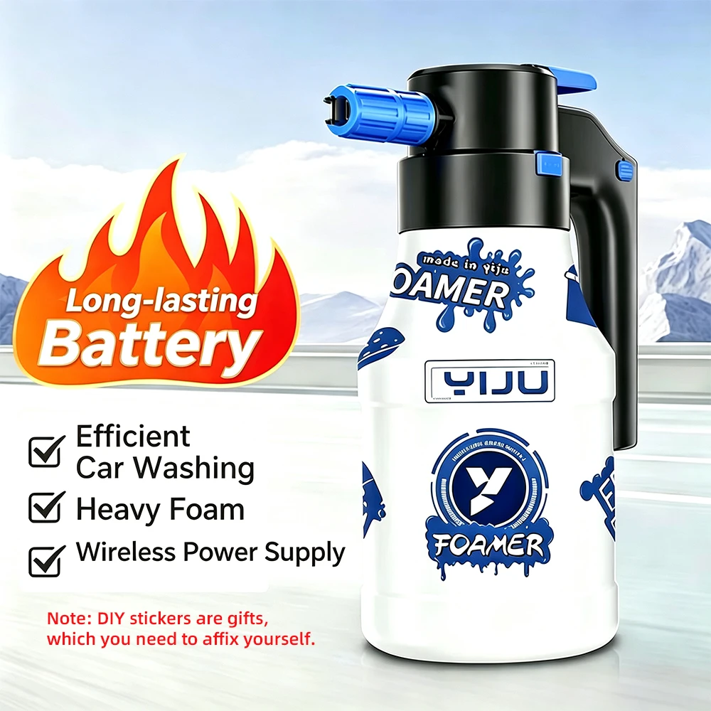 YIJU 1.5L Powerful Electric Foam Sprayer Car Wash Snow Foam Spray Bottle Rechargeable Auto Wash Sprayer Can Car Accessories