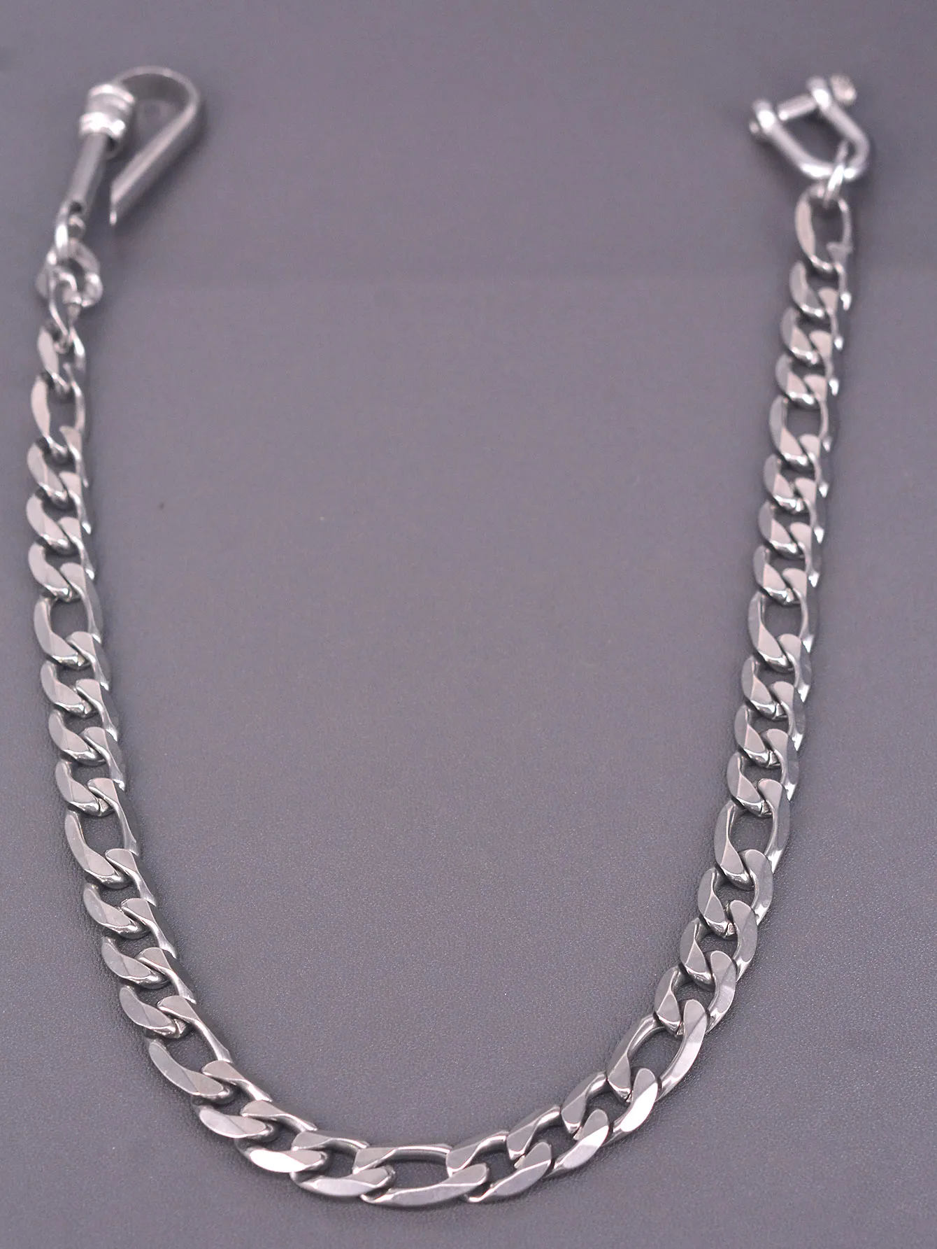 Hip-Hop 21 Zoll 12mm Figaro Schwere 3:1 Kettenhalskette Choker Jeans-Kette Streetdance-Deko Edelstahl Gürtelclip Haken – Detail 5