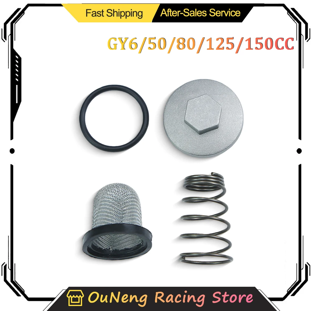 GY6 50/80/125/150CC Scooter Engine Oil Strainer Filter & Gear Oil Drain Plug Bolt with Spring O-Ring - view 2