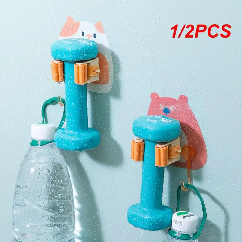 1/2PCS Broom Holder Space Saving Traceless Bubble Bear Cleaning Tools Organizer Cartoon Hanging Bathroom Accessories Mop Clip