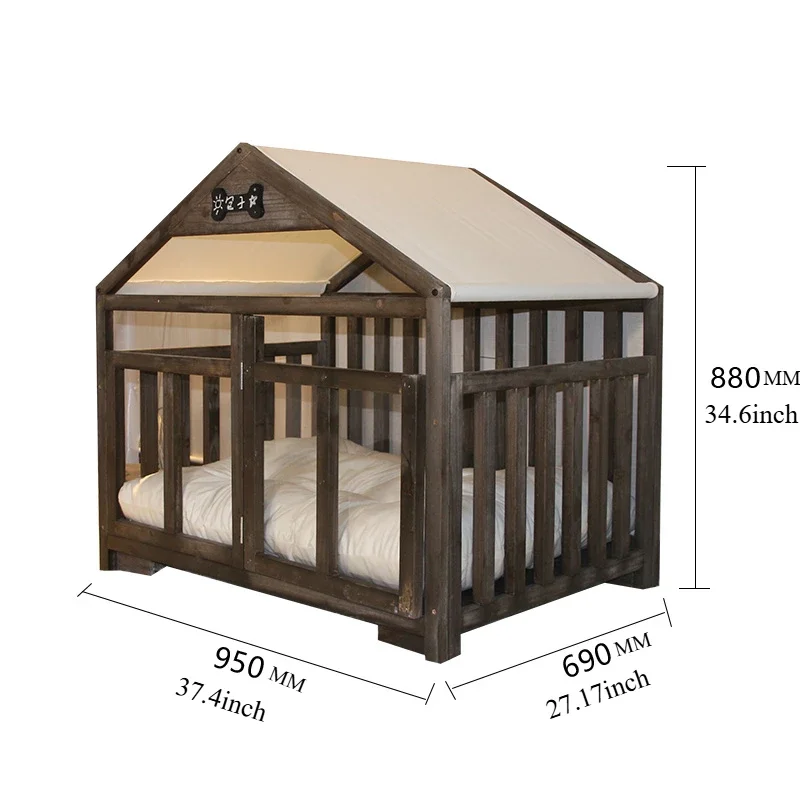 Kennel Villa Pet Indoor Dog House Cat Nest Solid Wood Luxury Four Seasons Cage Pet Bed Gift Cotton Pad for A Limited Time