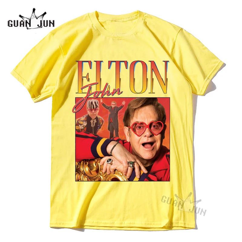 Elton John Music Legend Funny Retro 80\'s 90\'s Vintage Men Women Fashion T Shirt Casual Loose Tops Male Hip Hop Harajuku T-Shirts