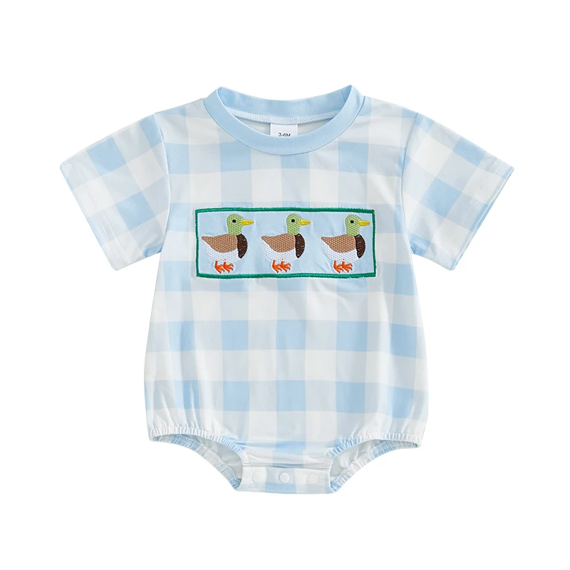 Infant Baby Boy Mallard Duck Clothes Summer Short Sleeve Romper Newborn Country Boy Farm Outfit