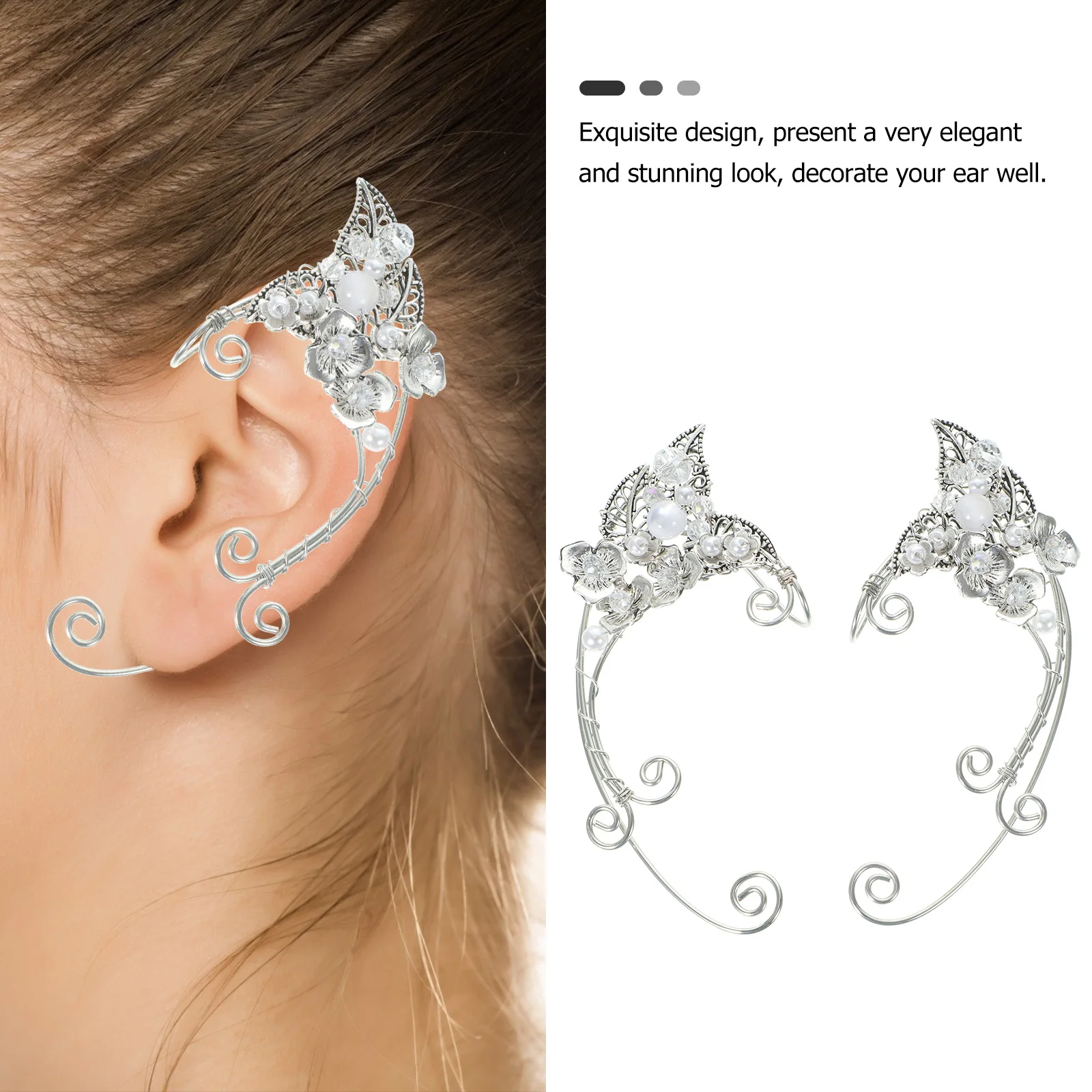 

1Pair Ear Cuffs for Women Non Piercing Pearl Design Fairy Earrings Elegant Style Fashion Jewelry Fairy Ears Ear Cuffs