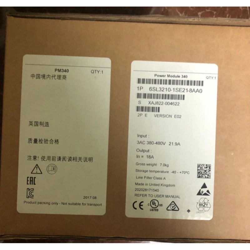 NEW 6SL3210-1SE21-8AA0 S120 Frequency Converter Power Module 3AC 18A (7.5kW) Structural Form 6SL3 210-1SE21-8AA0