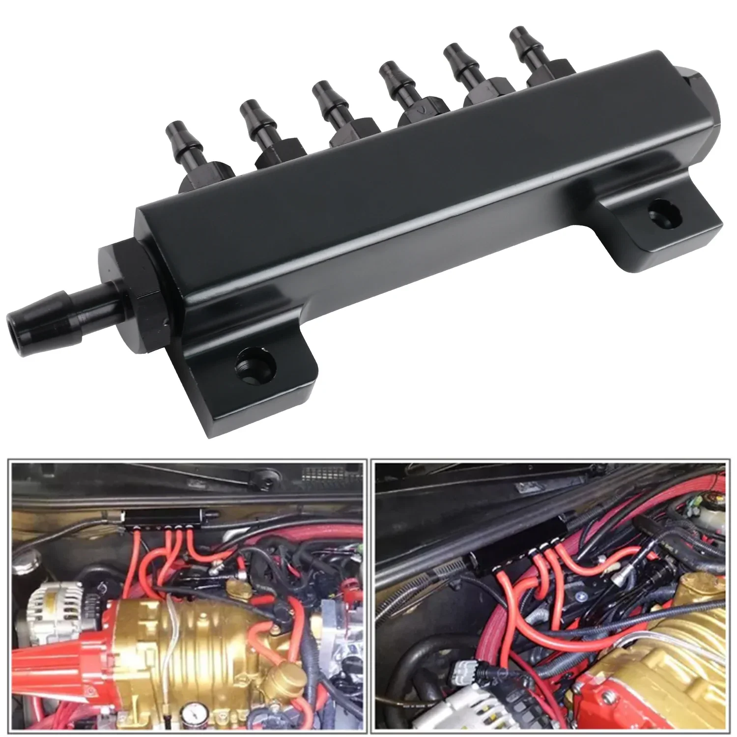 1/8NPT Car retrofit Turbo Exhaust Pressure Relief ValveVacuum Intake Manifold 6-Port Adapter Seat Auto Parts