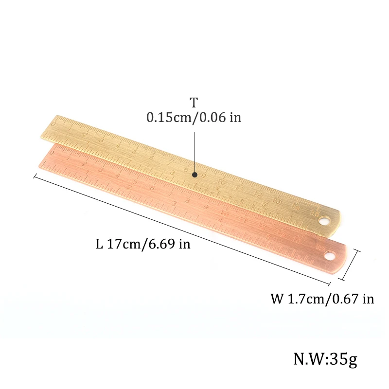 Straight Ruler,1pcs 12/15cm Copper Ruler,Vintage Mini Pure Brass,Office Student Stationery Drawing Tools Supplies ZS-120