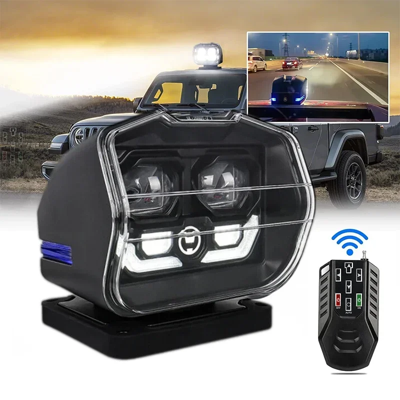 

1 Set 60W LED Searchlight With DRL 360° Rotating Remote Control For Jeep Marine Boat Car Truck Off-Road SUV Wireless Spotlight