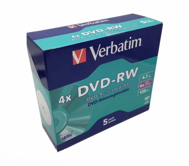 

Wholesale Verbatim DVD-RW DVD-RE Recordable 4.7GB 4X 120Min 5pack