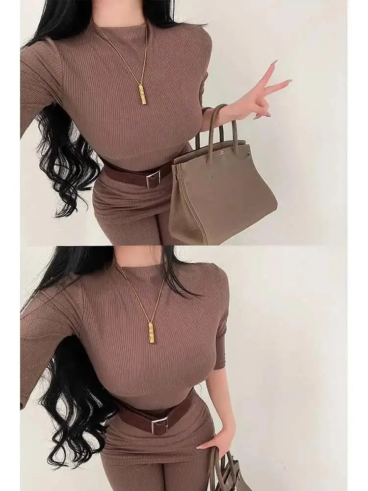 Pure Desire Стиль Футболка с коротким рукавом Высокая талия Micro Pull Повседневные напольные брюки Комплект с поясом Брюки Комплект Модные женские Y1Q9