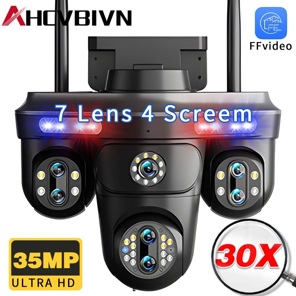 

7 Lens 4 Screen 35 MP PTZ IP Camera Outdoor 4K30x Zoom Automatic Tracking Wireless WiFi CCTV Security Camera Waterproof