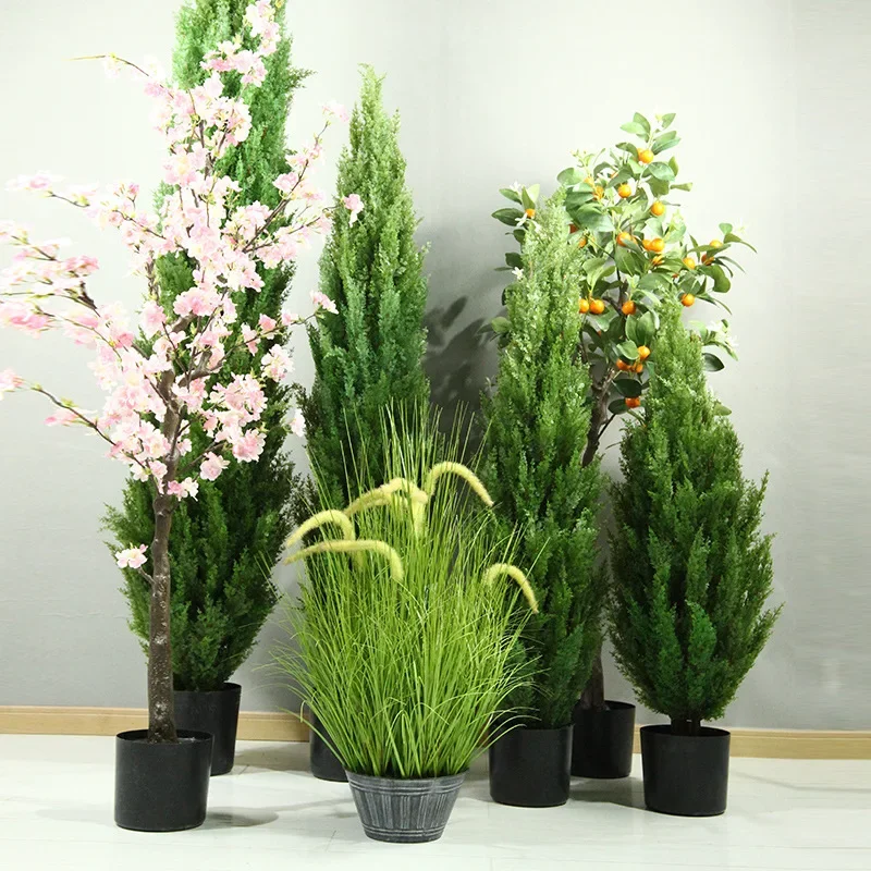 O-X582 Wholesale UV Resistant Potted Artificial Pin Tree Landscaping Artificial Podocarpus Tree Fake Bonsai Outdoor