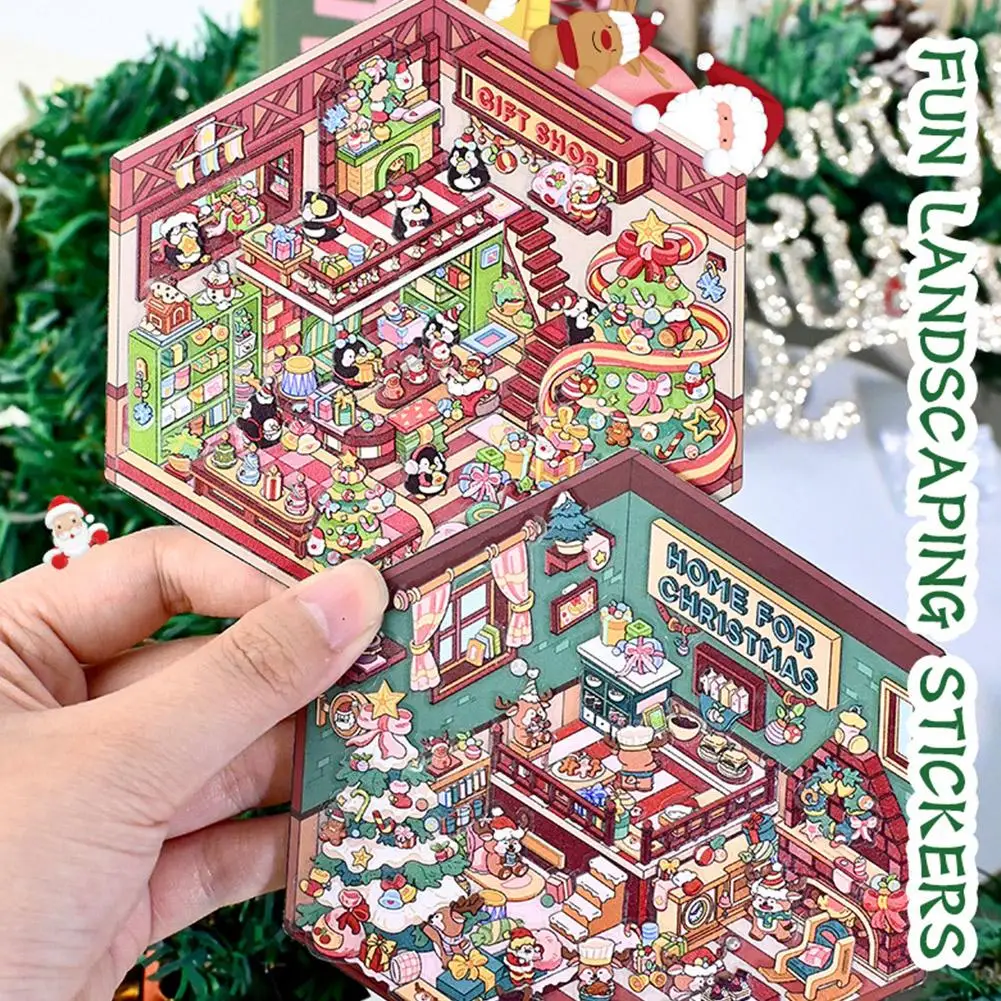 1-4Pcs Interest Sticker 3D Cute Cartoon Pocket Diy Scene Landscaping Decor Sticker Stacking Pasting Gift For Kid Child Student