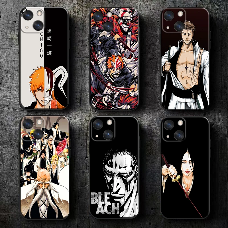 Popular Anime BLEACH Apple iPhone Case For 15 14 13 12 11 Mini XS XR X 6S 6 Pro Max Plus Black Soft Cover