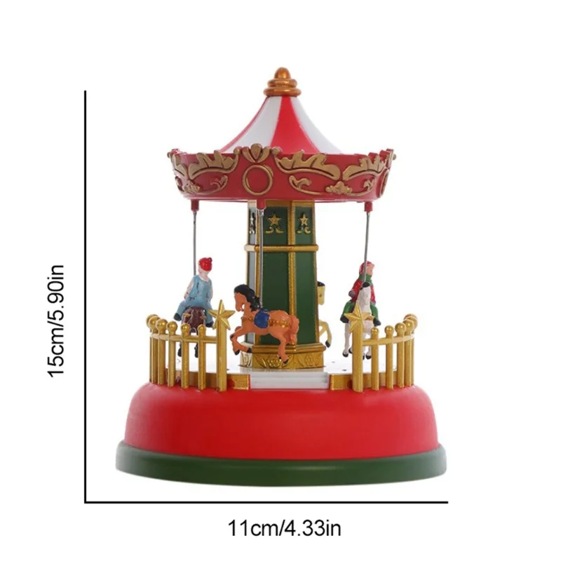 Kerst Mini Muziekdoos Lichtgevende Muziek Carrousel Reuzenrad Geanimeerd Kerstcadeau Romantische Desktop Decoratie