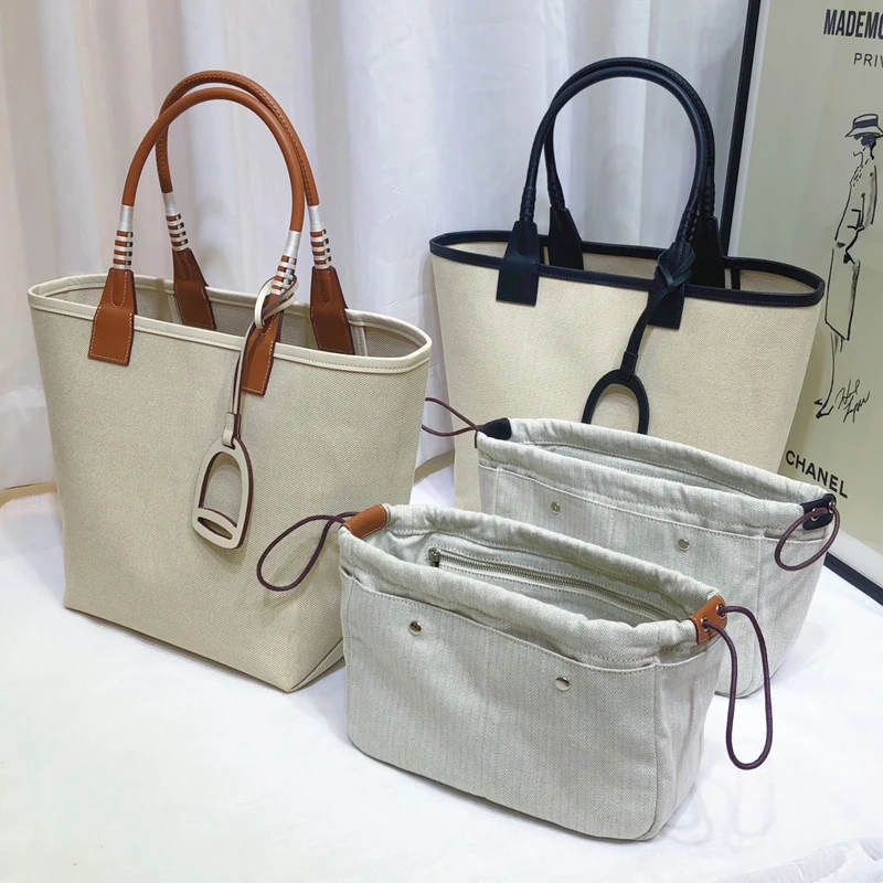 Canvas Tote Bag Woman High-Capacity Handbag Shopping Bag Commuter Bag Versatile Inner Bag Advanced Feeling Fashion