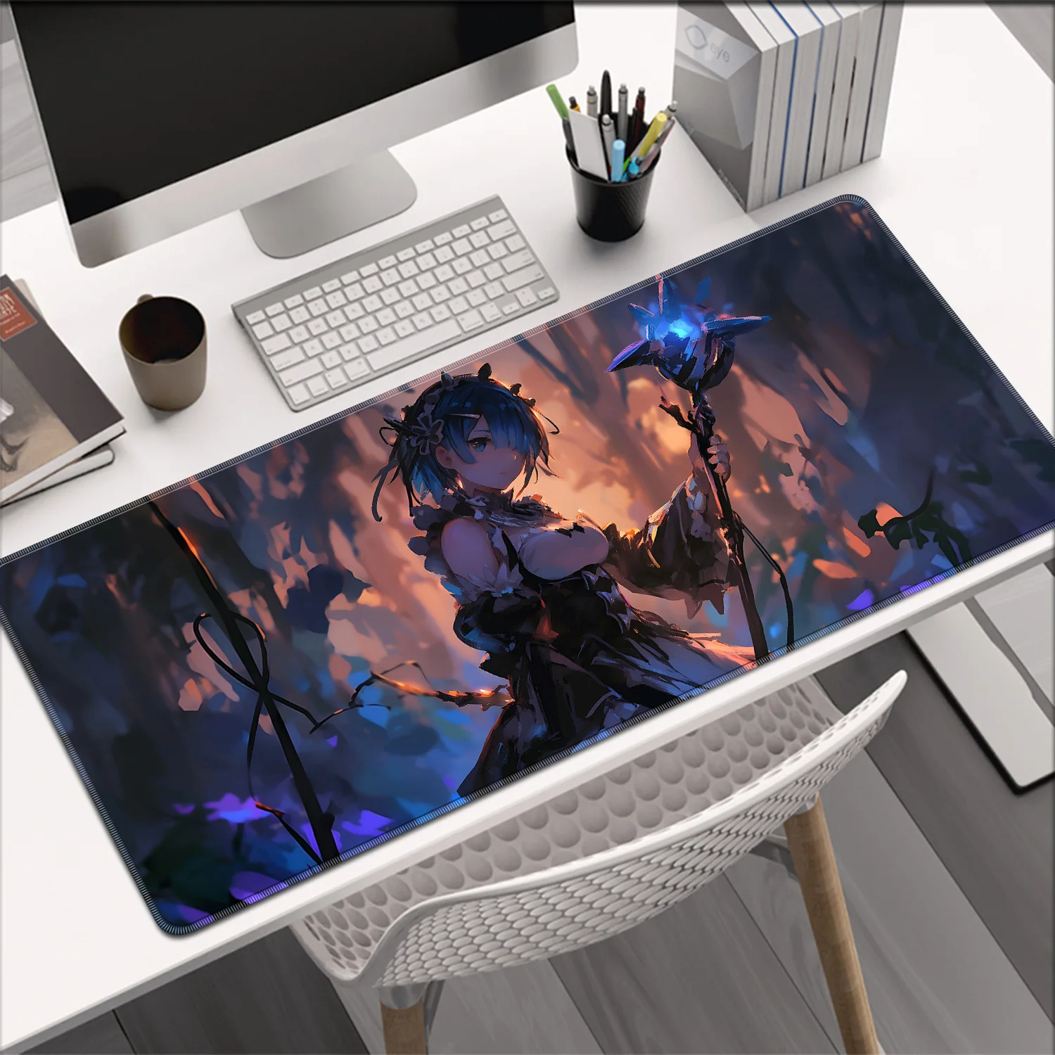 Cute R-Re Zero Rem Mouse Pad Non-slip XXL Locking Edge DeskMat PC Laptop Accessories Rubber Office Keyboard Large Game Carpet