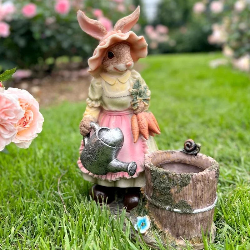 

American Country Potted Plants Cute Rabbit Flowerpot with Hole Garden Balcony Bonsai Container Succulent Plants Indoor Gardening