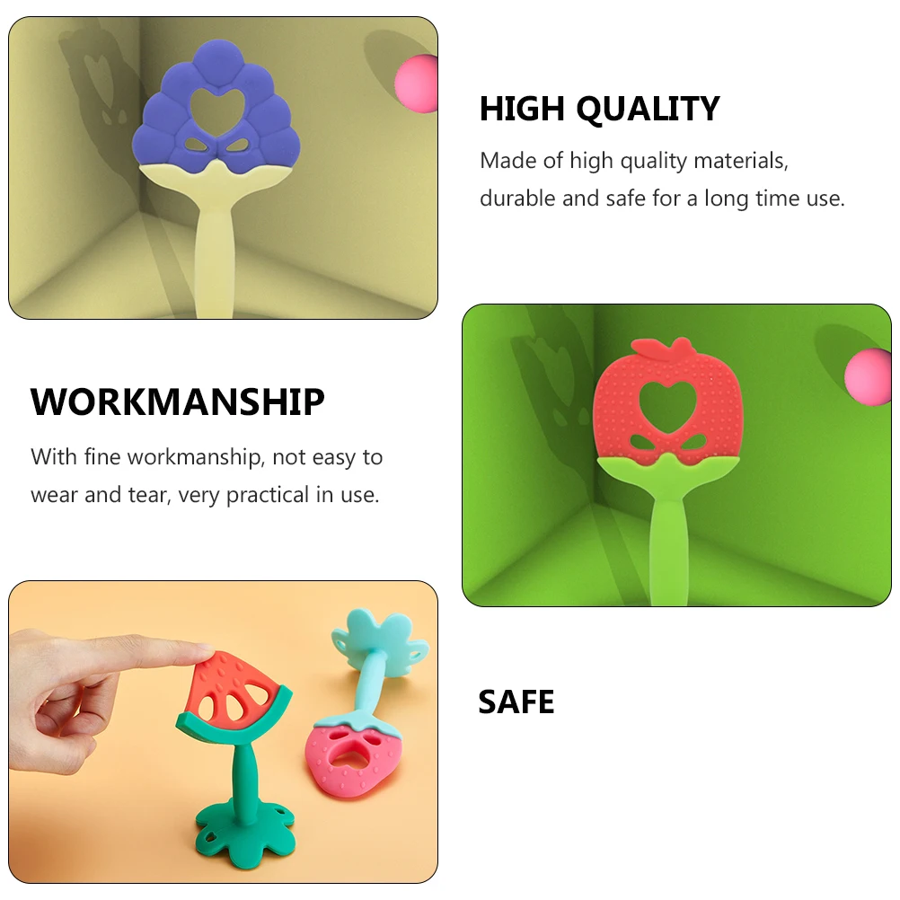 

Silicone Teether Molar Rod for Babies Teeth Grinding Stick Fruit Shaped Durable Safe Practical Baby Teether Toys