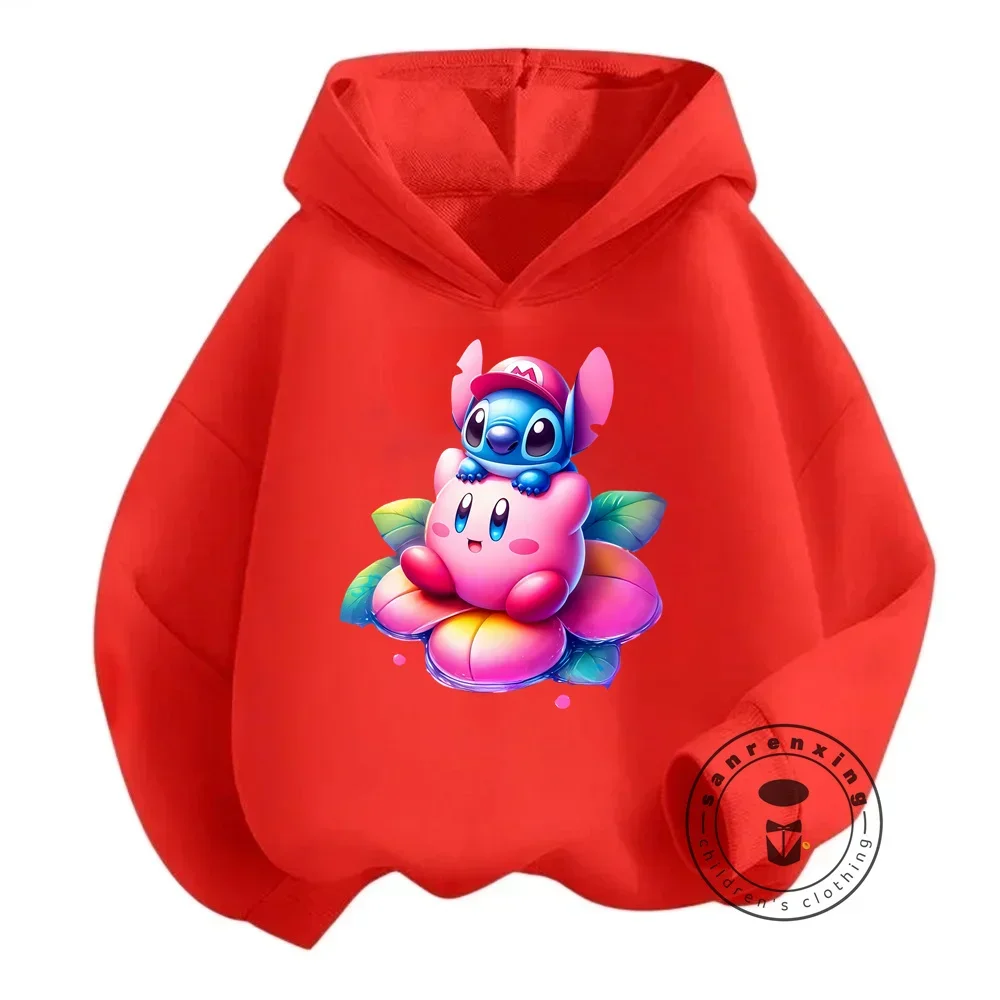 Japanese Style Kirby Hoodie for Kids Spring Autumn Casual Wear Cartoon Printed Popular Game Character Fashion Street Pullover